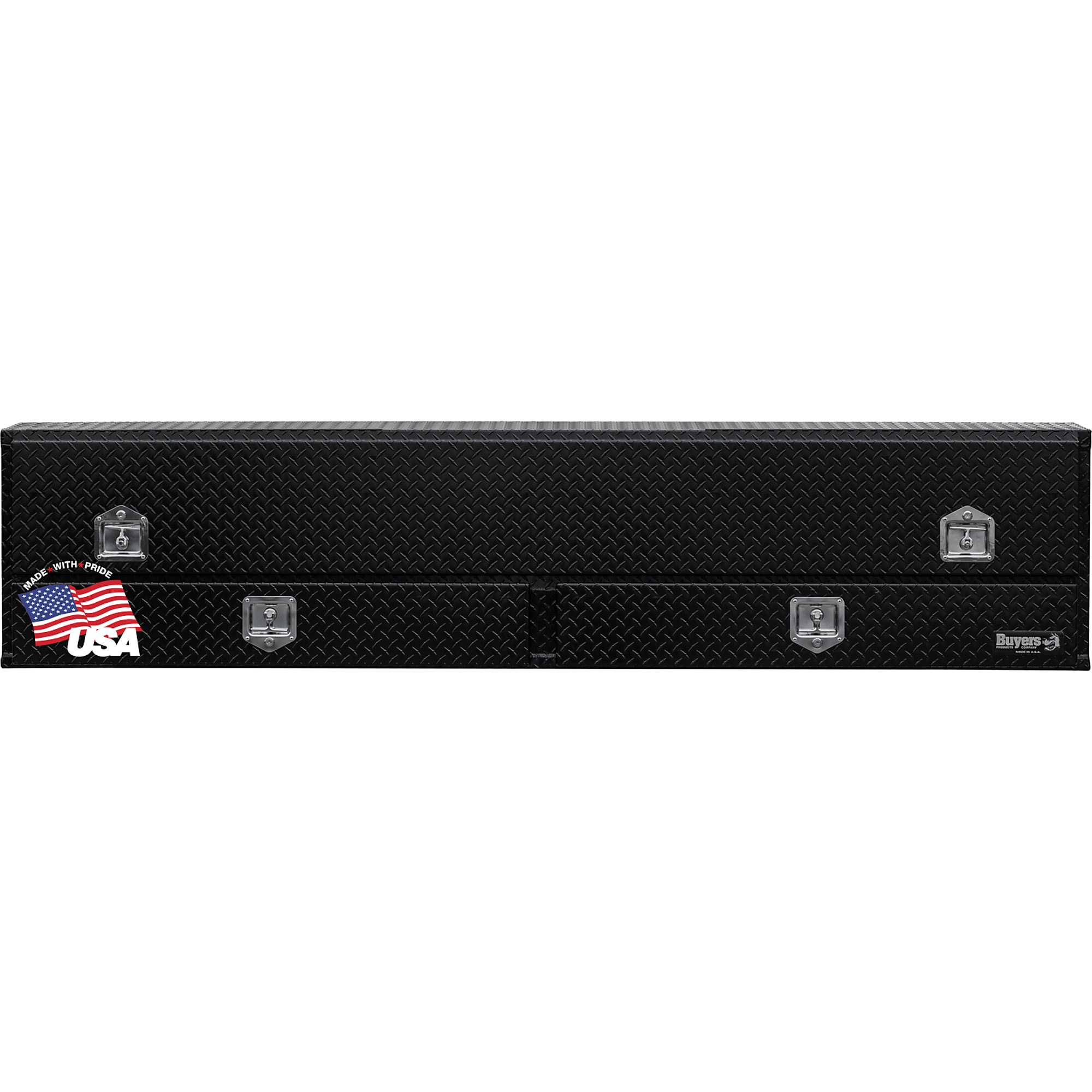 Buyers Products, 21x13x96 Black Diamond Tread Alum Contractor Box, Width 96 in, Material Aluminum, Color Finish Diamond Plate Glossy Black, Model# 1725661